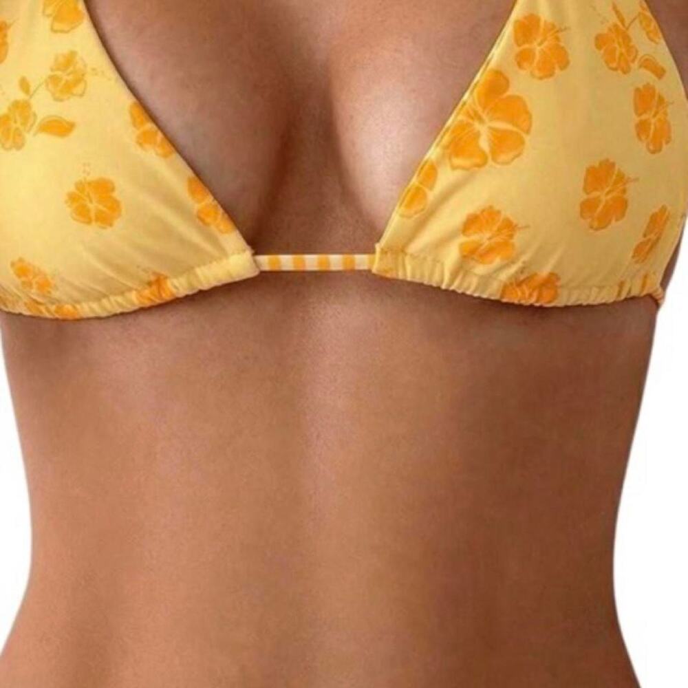 Yellow bikini set with orange flowers